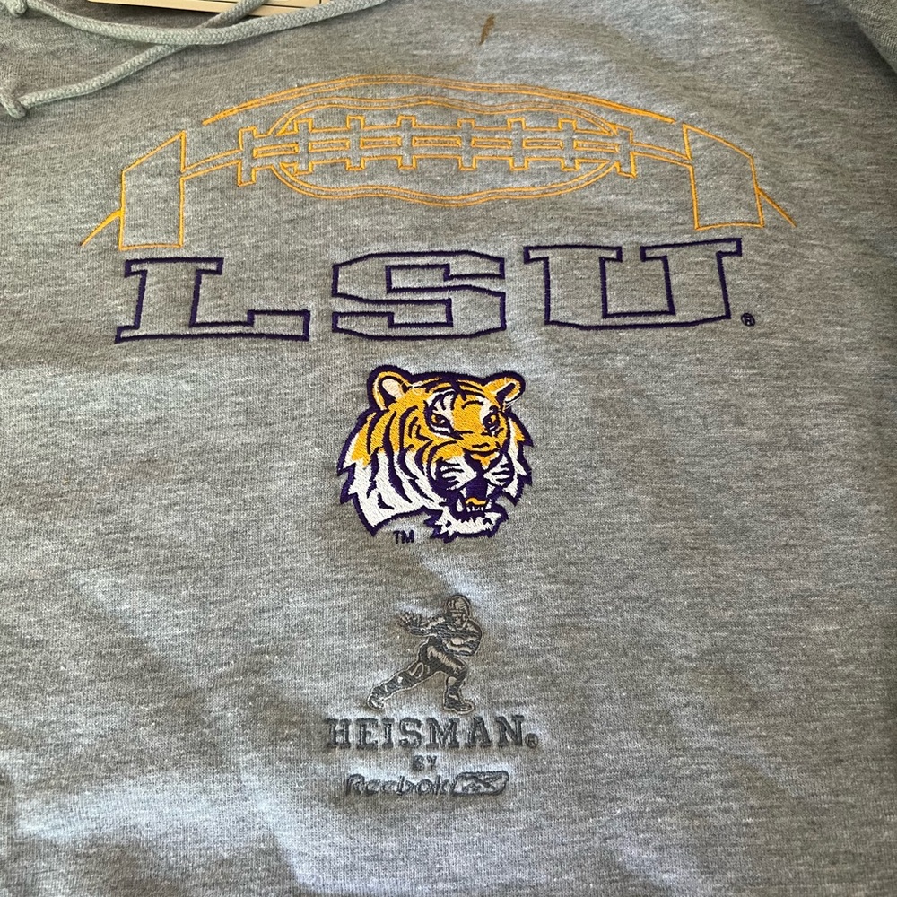 Reebok Gray Hoodie with Gold Accent Stitching LSU